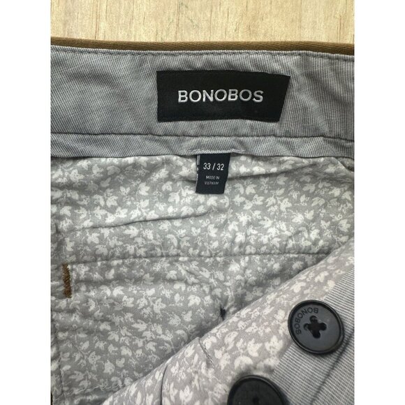 Bonobos Men's Brown Khaki Pants 33/32 100% Cotton Business Casual - Picture 2 of 7